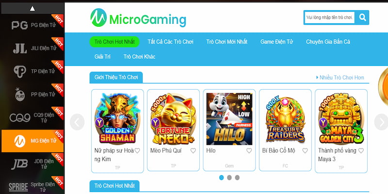 Các trò chơi Slots được cung cấp từ nhiều nền tảng phát hành